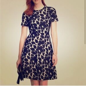 Ann Taylor Lace Fit and Flare Midi Dress Black Feminine Floral Womens Size 00P